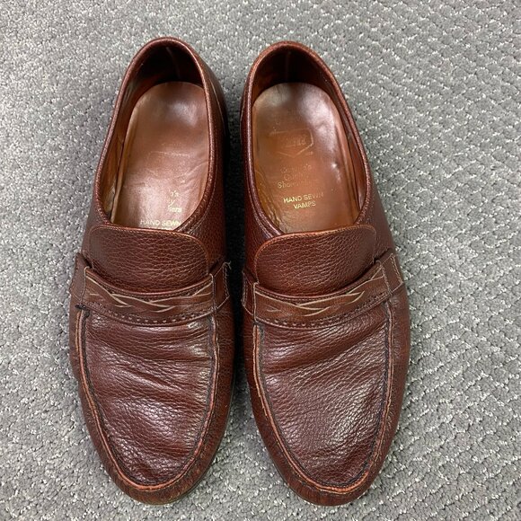 Hartt Leather Loafers Shoes Men's 10 F Brown Hand Sewn Vamps Canada Slip On 10F - Picture 10 of 10